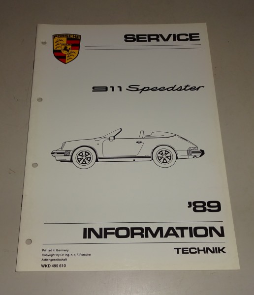 Werkstatthandbuch / Information Technik Porsche 911 Speedster G-Modell 1989