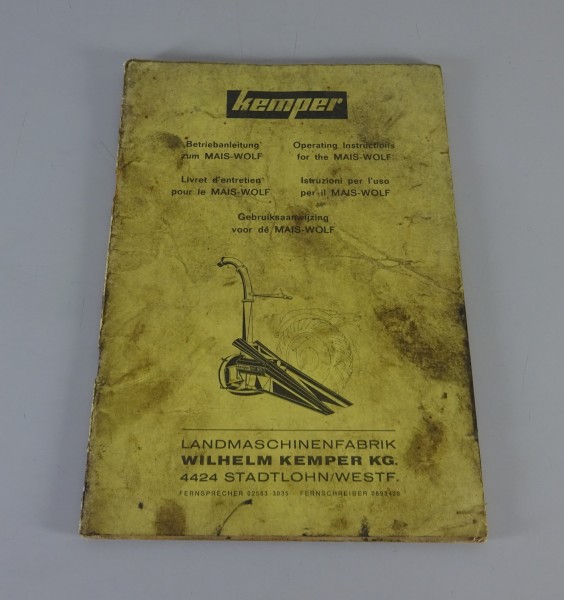 Betriebsanleitung / Handbuch Kemper Mais-Wolf