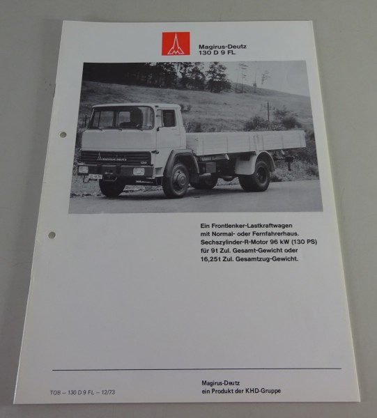 Prospekt / Broschüre Magirus-Deutz LKW 130 D 9 FL Frontlenker Stand 12/1973