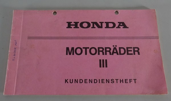 Scheckheft / Kundendienstheft Honda XL 600 R Stand 04/1983