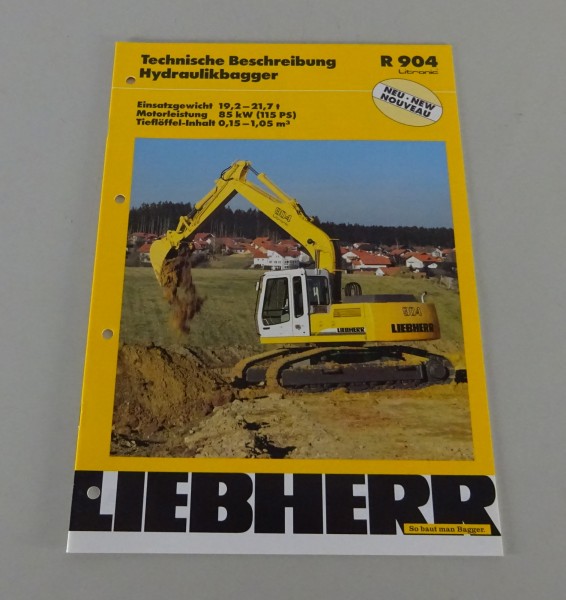 Prospekt Liebherr Hydraulikbagger R 904 Litronic Technische Daten Stand 03/1998