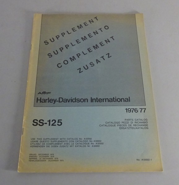 Zusatz-Teilekatalog Harley Davidson SS-125 Modell 1976/77 Stand 12/1976