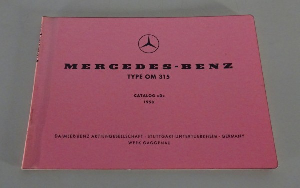 Bildkatalog / Ersatzteilkatalog Mercedes-Benz Dieselmotor OM 315 Stand 01/1958