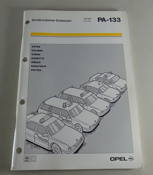 Teilekatalog Opel Zubehör Einsatzfahrzeuge Polizei, Feuerwehr, etc. Stand  3/1992