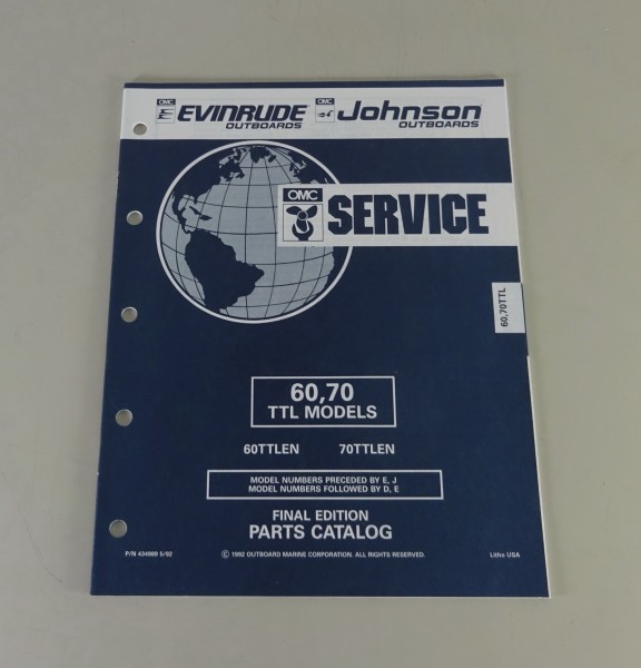 Teilekatalog OMC Johnson / Evinrude 60 / 70 PS Models Stand 05/1992