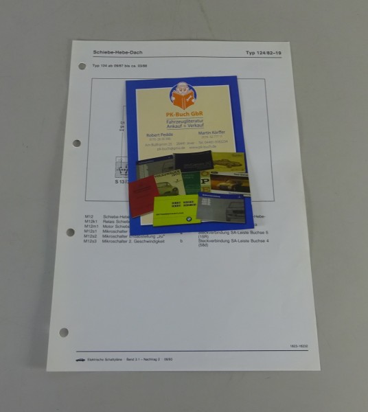 Schaltplan Mercedes-Benz W124 Schiebe-Hebe-Dach Stand 09/1987 - ca. 03/1988