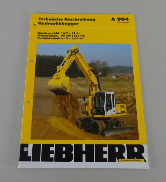 Prospekt Liebherr Hydraulikbagger A 904 Litronic Technische Daten Stand 11/2000