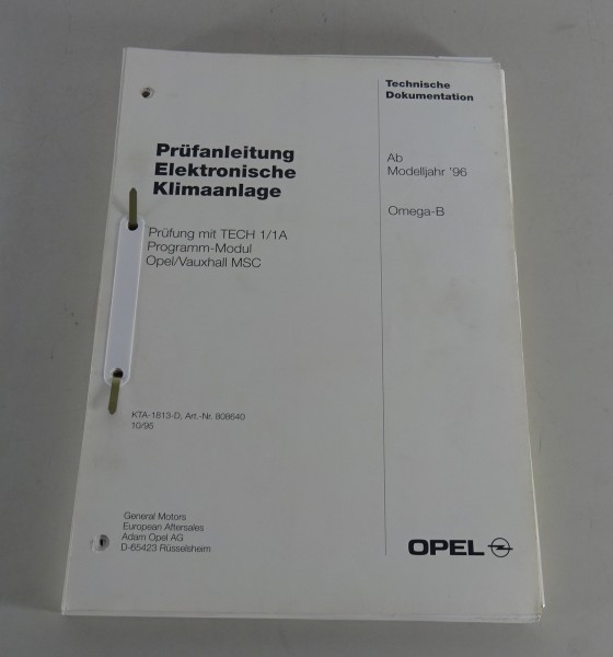 Werkstatthandbuch Prüfanleitung Opel Omega B Klimaanlage ab Modelljahr 1996