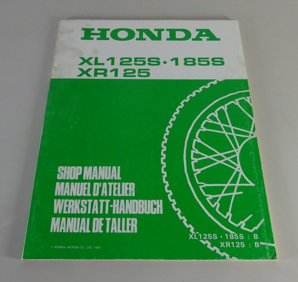 Werkstatthandbuch / Nachtrag Honda XL 125 S + 185 S / XR 125 Stand 1981