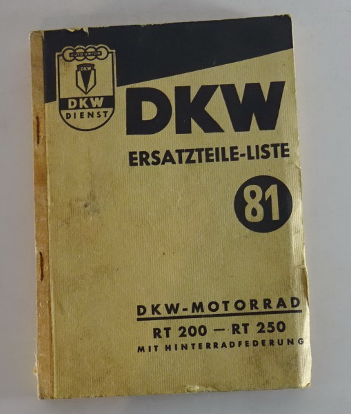 Teilekatalog DKW Motorrad RT 200 / RT 250 mit Hinterradfederung Stand 03/1953