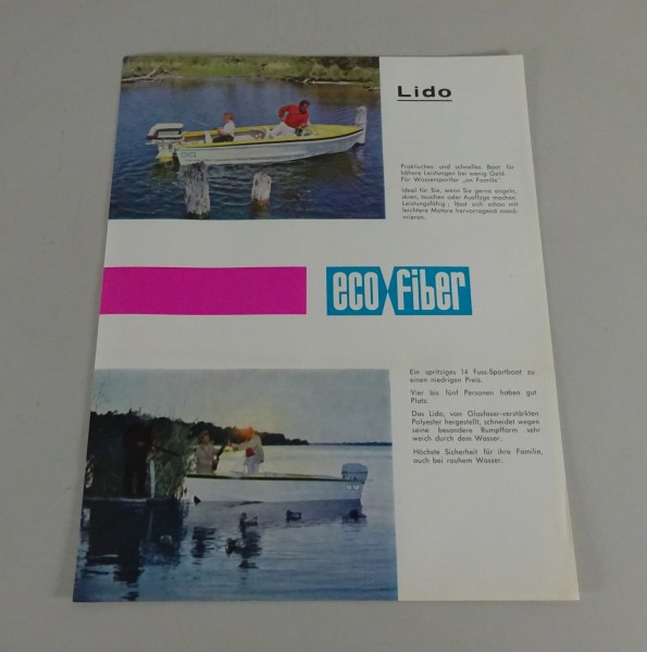 Prospektblatt / Broschüre ECO Fiber Motorboot Lido Stand ca. 60er Jahre