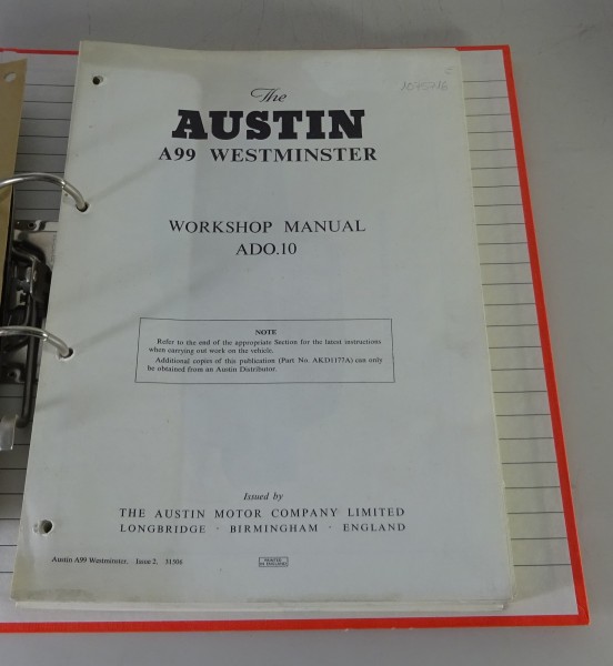 Werkstatthandbuch / Workshop Repair Manual The Austin A99 Westminster