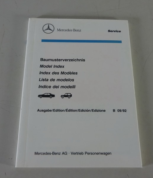 Baumusterverzeichnis Mercedes PKW + G-Modell Stand 09/1992