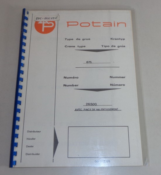 Teilekatalog / Parts list Potain Kran 875 Hubwerk ECC 55 E