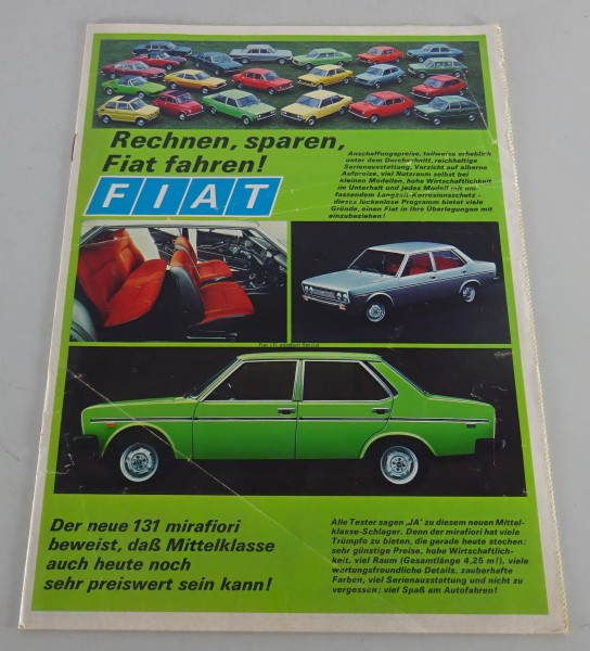 Prospekt Fiat Programm 1975 mit 500, 126, 133, 127, 128, 132, 130, etc.