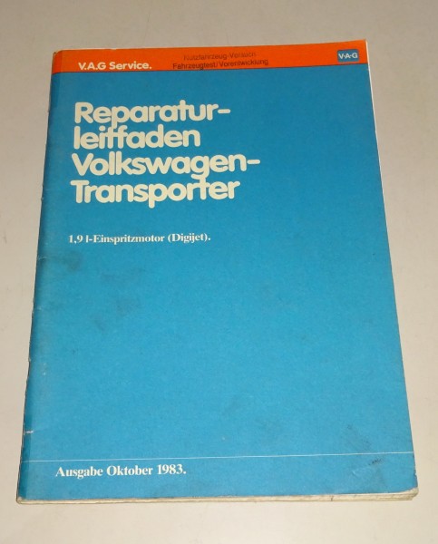 Reparaturleitfaden / Werkstatthandbuch VW T3 1,9 l Einspritz-Motor Stand 10/1983