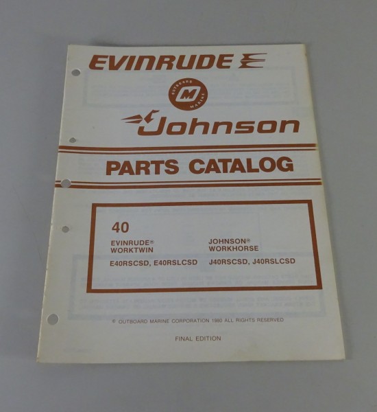 Teilekatalog OMC Evinrude Johnson Outboards 40 PS Models von 1980