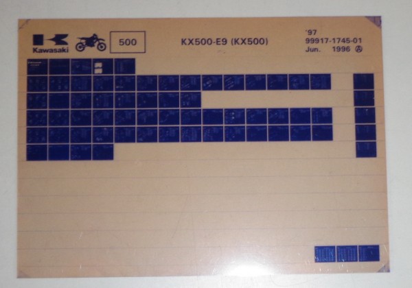 Microfich Ersatzteilkatalog Kawasaki KX 500 E9 Model 1997 Stand 06/96