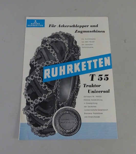Prospekt / Broschüre Bayers Ruhrketten / Schneeketten für T55-Reifen | ca. 1955