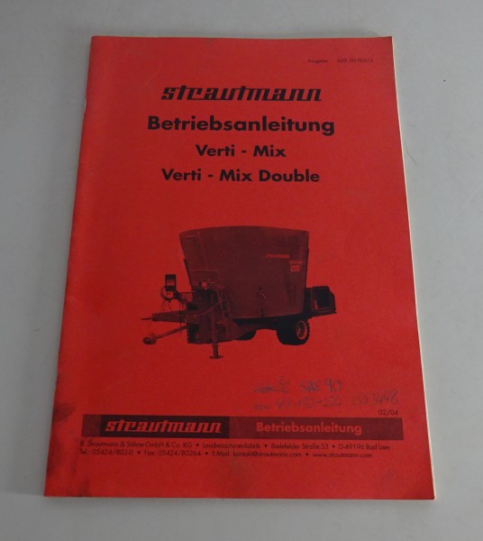 Betriebsanleitung BSL Strautmann Futtermischwagen Verti Mix Double Ausgabe 2002