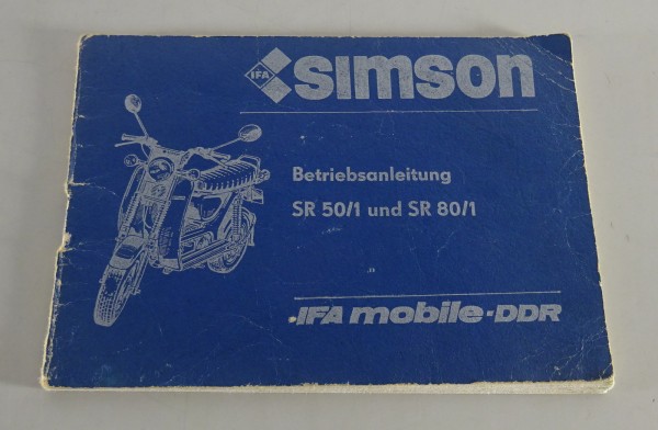 Betriebsanleitung / Handbuch Simson Roller SR 50/1 und SR 80/1 von 02/1988