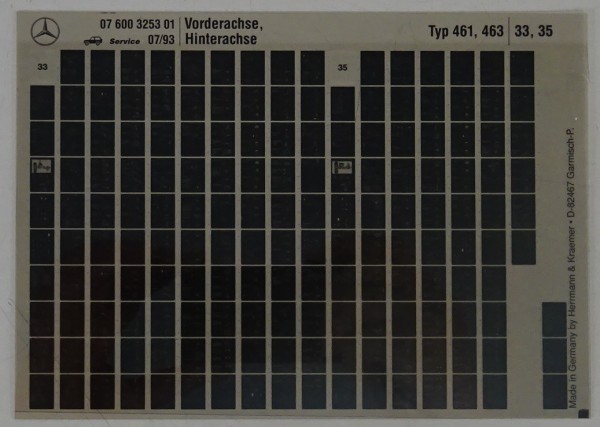 Microfich Werkstatthandbuch Mercedes G-Klasse W461 W463 Vorderachse, Hinterachse