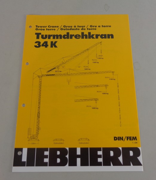 Datenblatt / Technische Beschreibung Liebherr Turmdrehkran 34 K von 03/2001