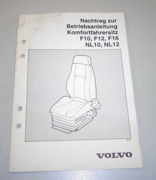 Betriebsanleitung Volvo Komfortfahrersitz in F10, F12, F16, NL10, NL12 3/1992