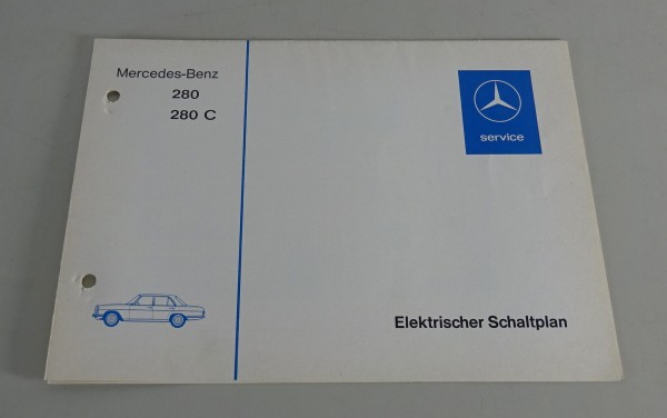 Elektrischer Schaltplan Mercedes Benz W114 /8 280 / 280 C Vergaser von 02/1974