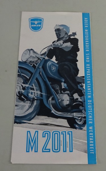 Prospekt / Broschüre Adler M 2011 10,5PS Stand 1950 - original