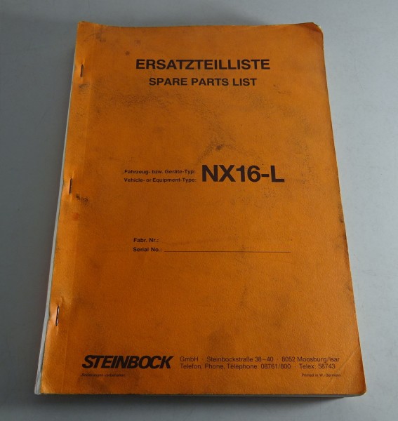 Ersatzteilliste / Teilekatalog Steinbock Gabelstapler NX16-L Stand 08/1988