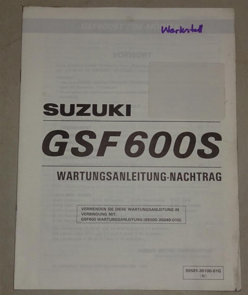 Nachtrag zum Werkstatthandbuch Suzuki GSF600 S - Modelljahr 1996