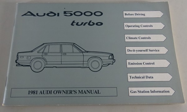 Owner´s Manual / Handbook Audi 5000 Turbo Typ 43 / C2 Stand 08/1980