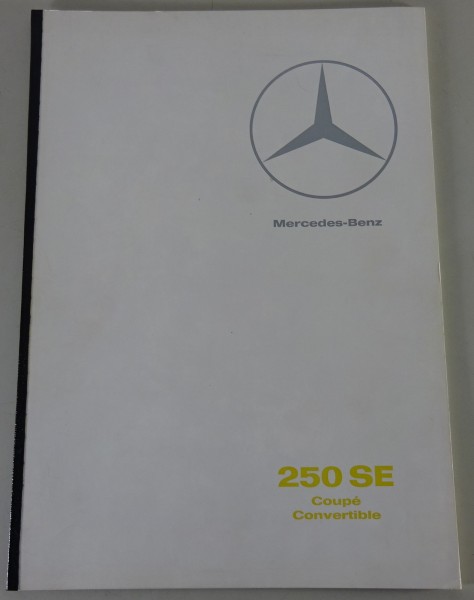 Prospekt / Brochure Mercedes Benz 250 SE Convertible Coupe W111 Stand 08/1965