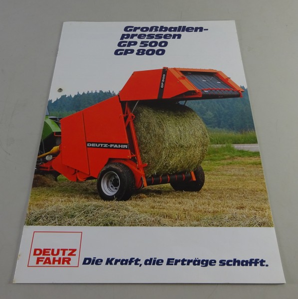 Prospekt / Broschüre Deutz-Fahr Großballenpresse GP 500 / GP 800 Stand 1980