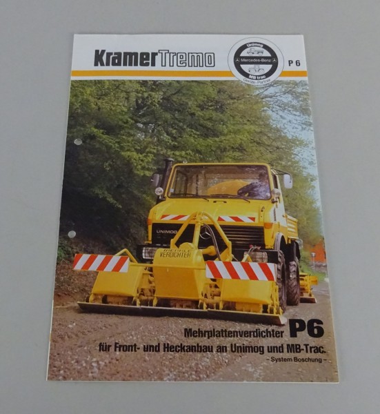 Prospekt Kramer-Tremo Mehrplattenverdichter P6 für Unimog & MB-Trac Stand 9/1990