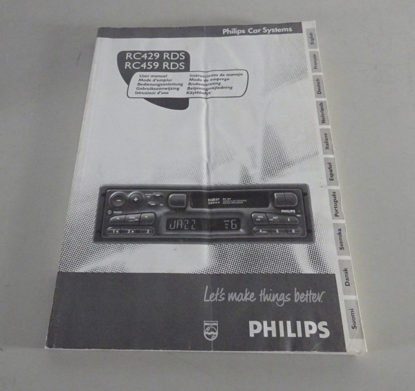 Betriebsanleitung / Handbuch Philips Autoradio RC429 RDS / RC459 RDS 12/1996