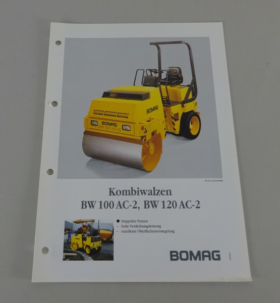 Prospektblatt / Broschüre Bomag Kombiwalzen BW 100 AC-2 / 120 AC-2 Stand 04/1993