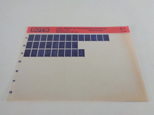 Microfich Teilekatalog Roth Toro Mäher Modell 441 von 02/1984