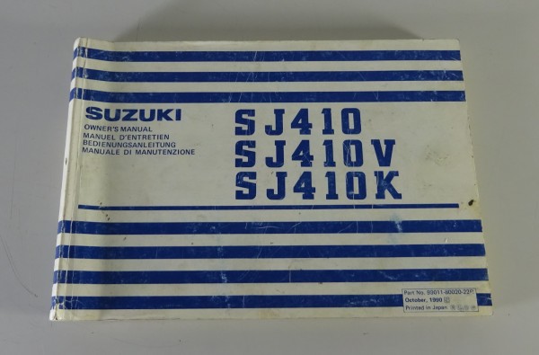 Betriebsanleitung / Handbuch Suzuki SJ 410 / 410V / 410K Stand 10/1990