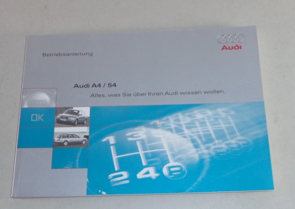 Betriebsanleitung / Handbuch Audi A4 / S4 Typ B5 Stand 1997