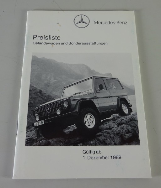 Preisliste Mercedes-Benz G-Modell / G-Klasse W460 gültig ab 01/12/1989