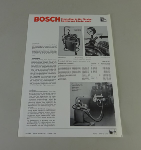Prospektblatt / Broschüre Bosch Einstellgerät für Förderbeginn & Ende von 3/1971