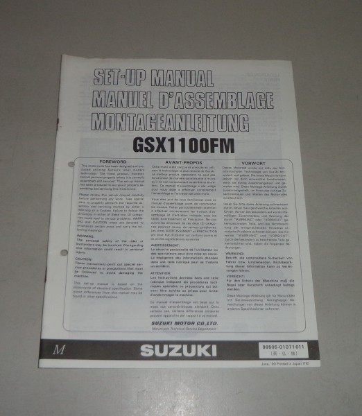 Montageanleitung / Set Up Manual Suzuki GSX 1100 F Stand 06/1990