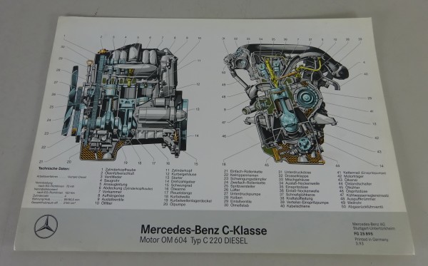 Schnittbild Mercedes-Benz C-Klasse C 220 Diesel W202 Motor OM 604 Stand 03/1993