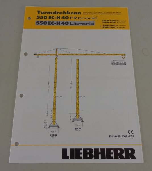 Datenblatt Liebherr Turmdrehkran 550 EC-H 40 Fr.tronic von 04/2010