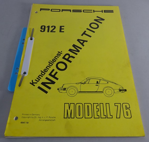 Schulungsunterlagen / Technische Info Porsche 912 E 4 Zyl. 2,0L 90 PS von 1976