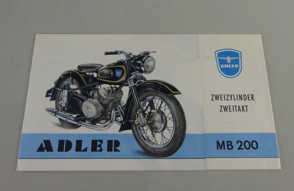 Prospekt / Broschüre Adler MB 200 11,4PS Stand 1955 - original