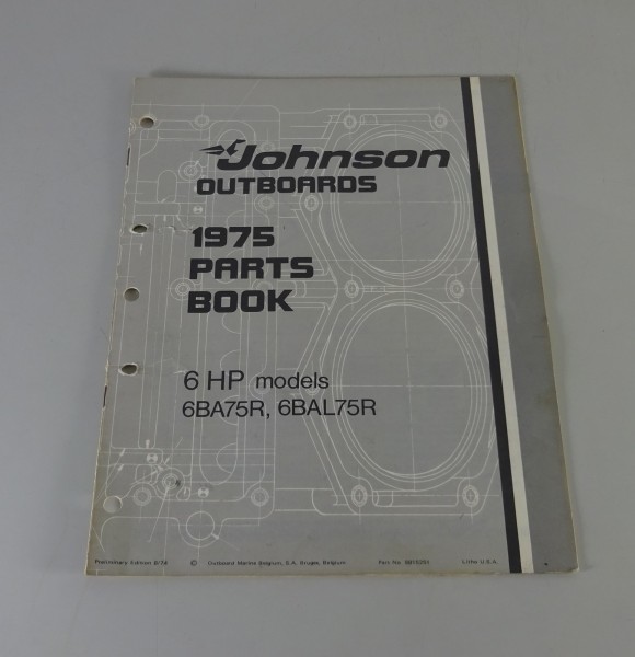 Teilekatalog OMC Johnson Outboards 6 PS Models Stand 8/1974