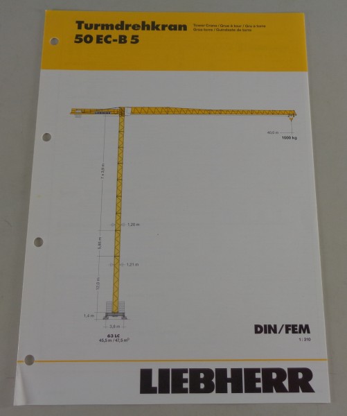 Datenblatt / Technische Beschreibung Liebherr Turmdrehkran 50 EC-B 5 von 11/2005